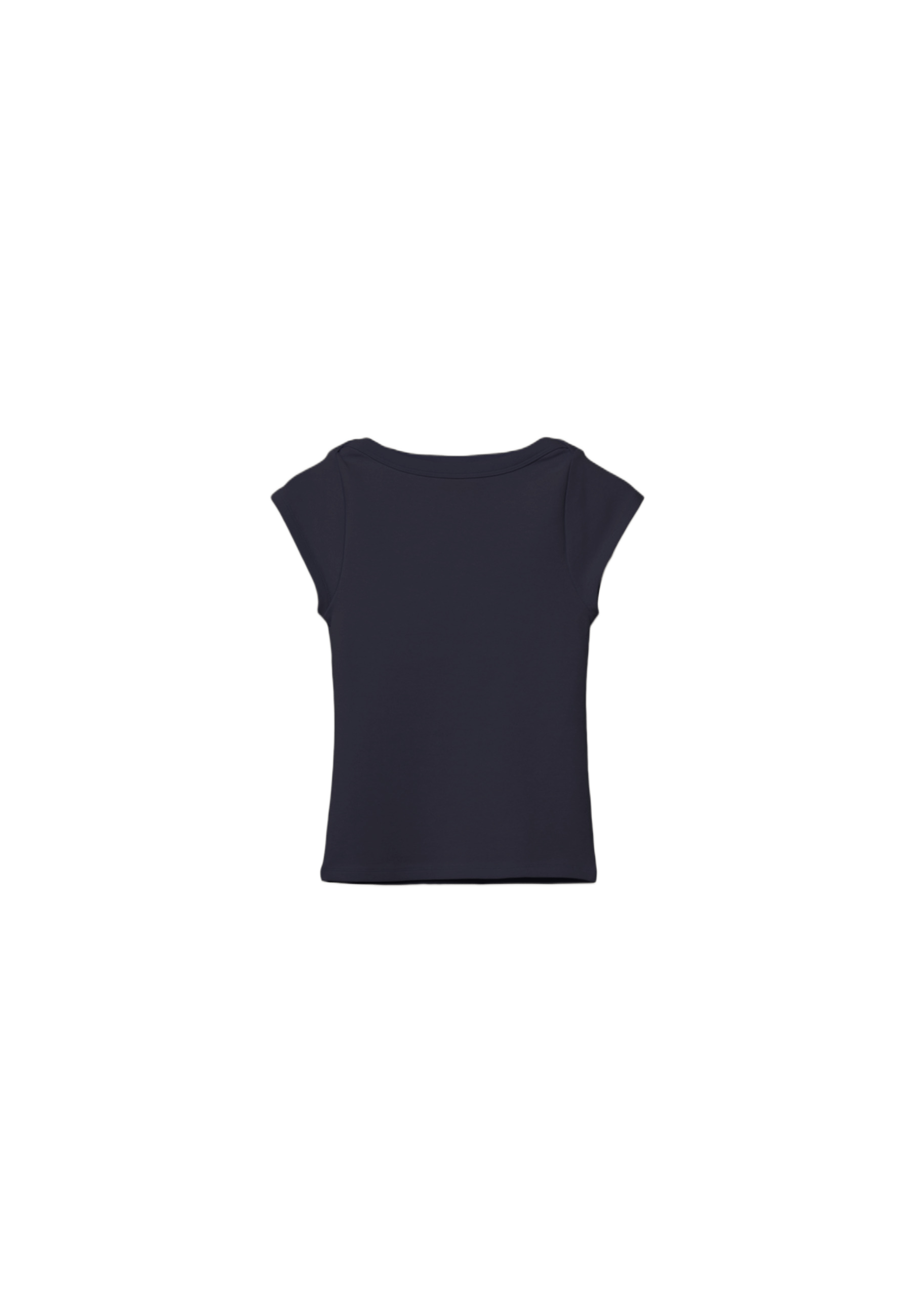 Basic geniş yaka tişört - Görsel 9