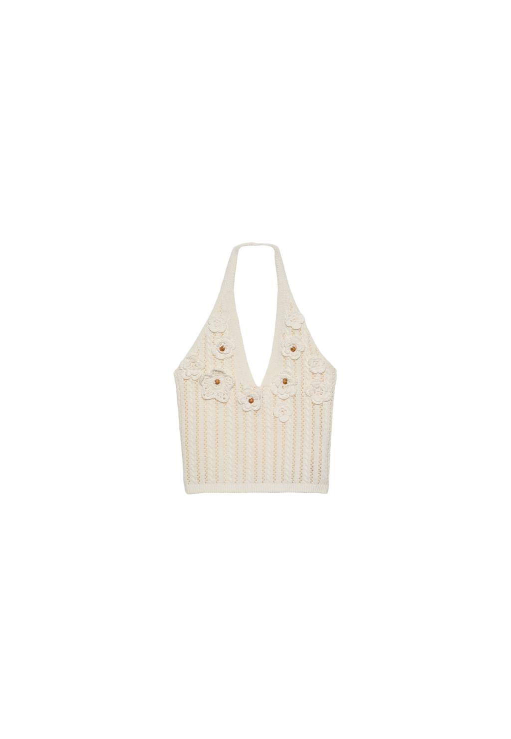 Floral crochet halter top