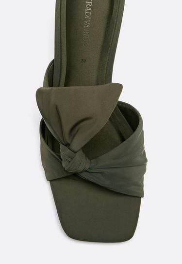 Heeled tie sandals — KHAKI  5