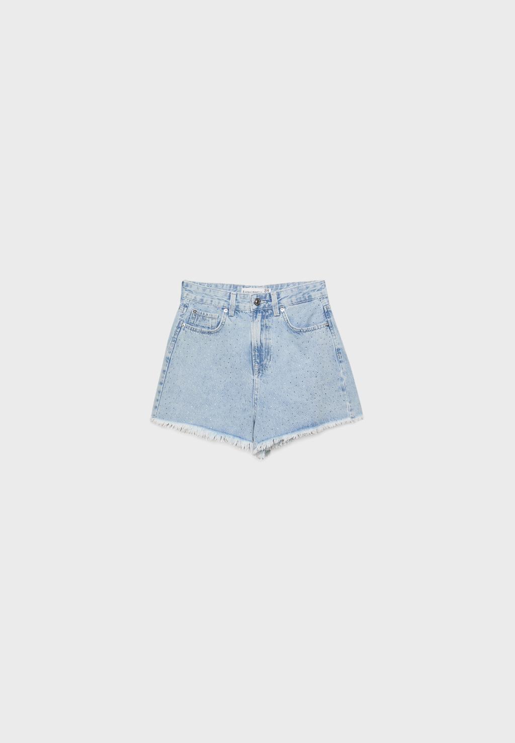 Short en denim à brillants