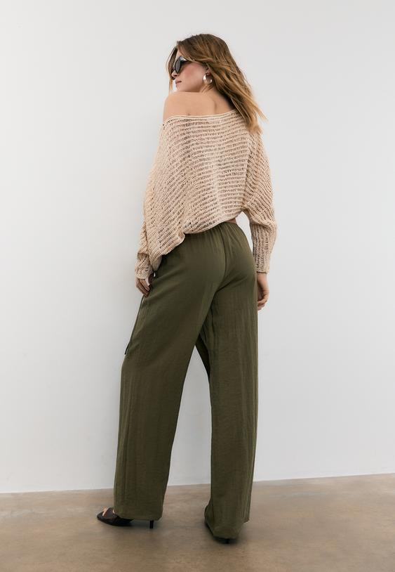 Stradivarius Flowing Sarong Trousers Khaki M