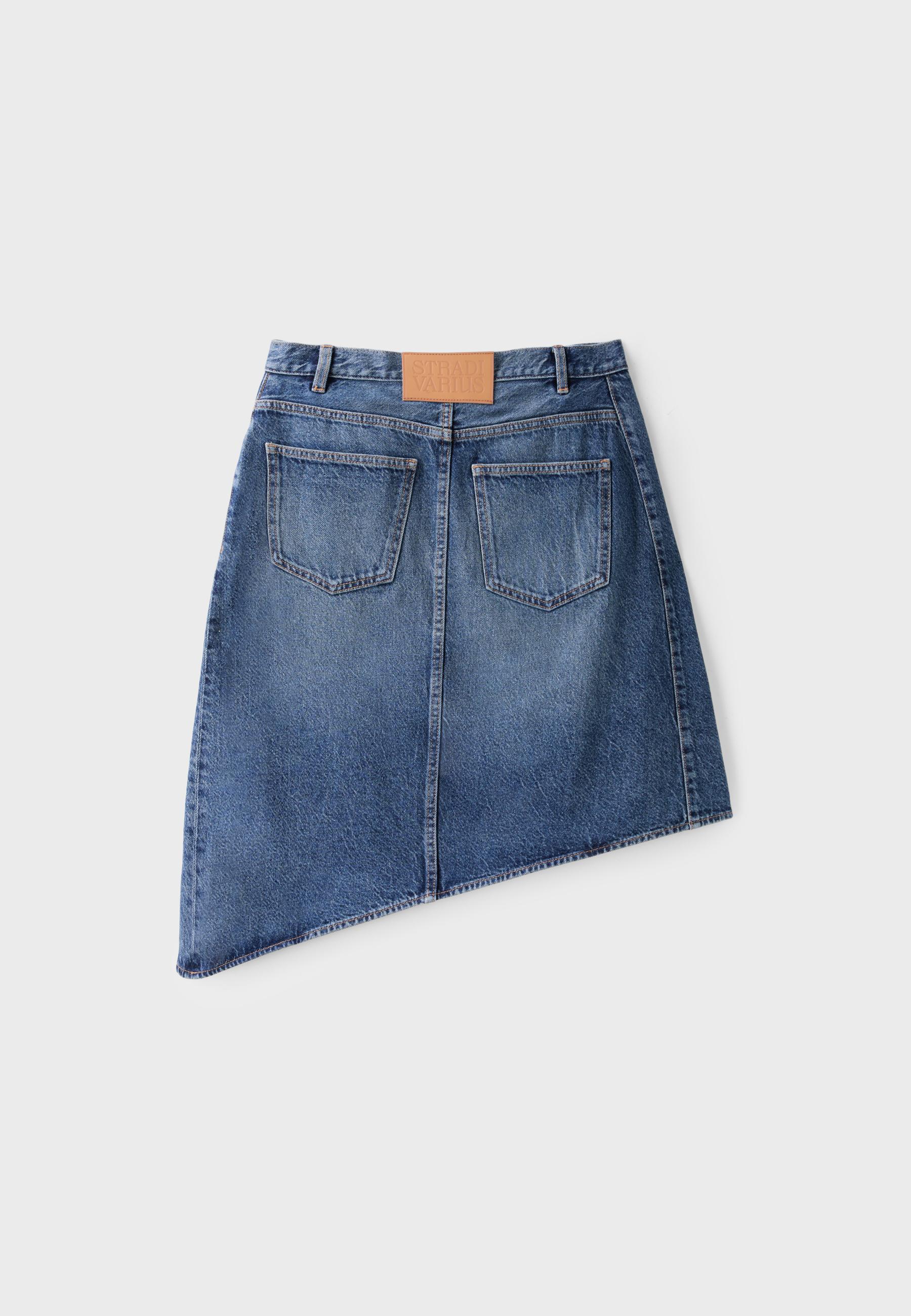 Asymmetric midi skirt — MEDIUM BLUE DENIM