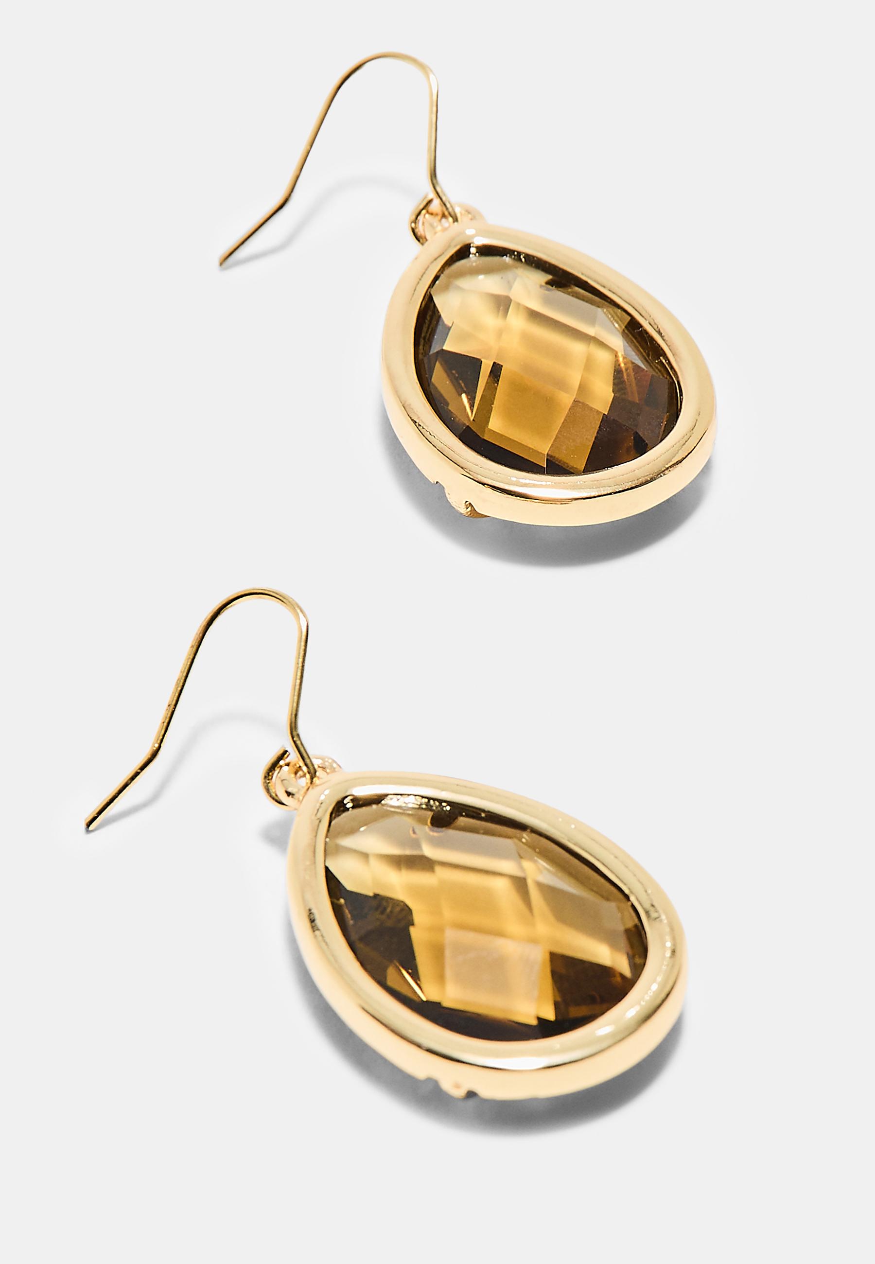 Teardrop rhinestone earrings — Ochre
