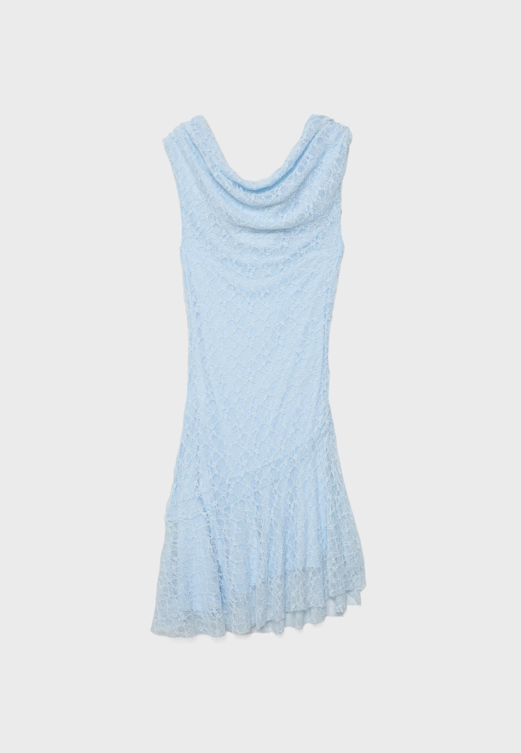 Asymmetric lace dress — Sky blue