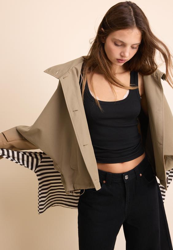 kapusonlu kısa oversize trenckot