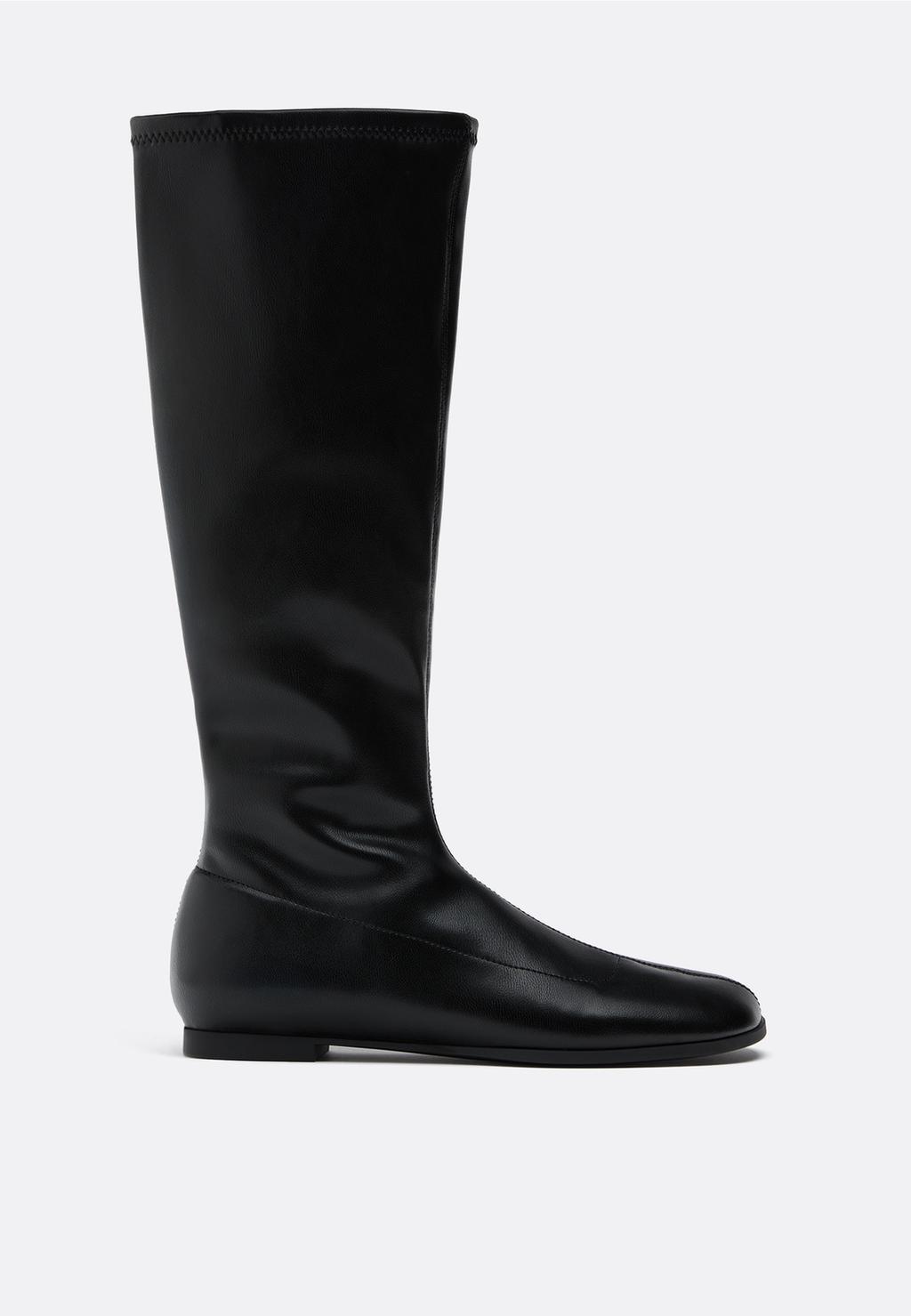 Stivali Donna Al Ginocchio Pelle Nappa Nero Tacco Largo Medio 6 Cm Made In Italy - Foto 14