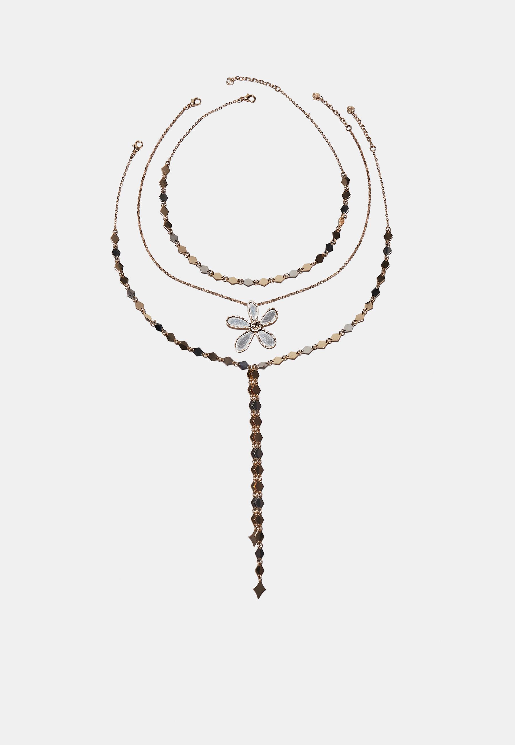 3'lü çiçekli lariat kolye seti - Görsel 5