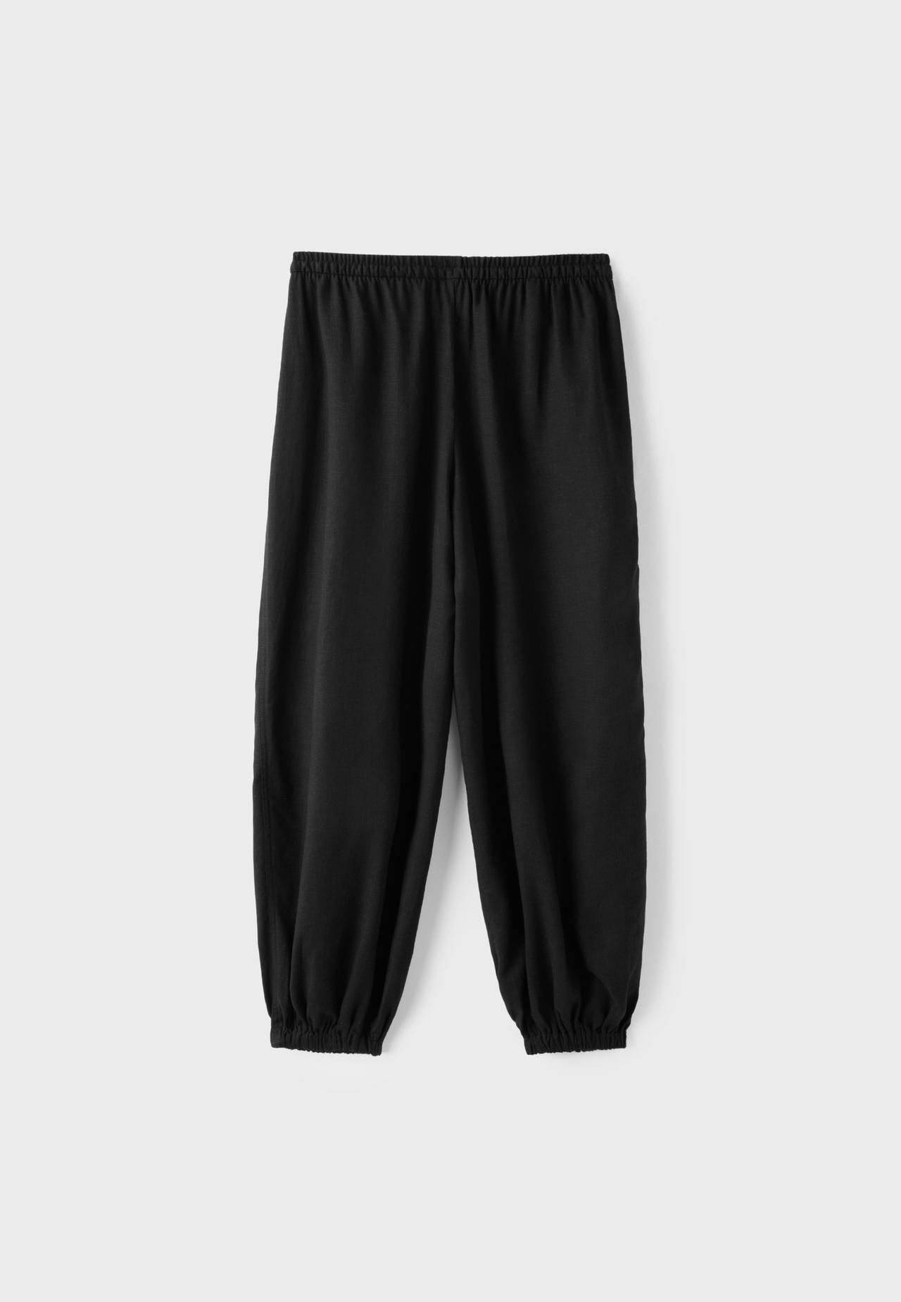 Linen-effect sarouel trousers — Black