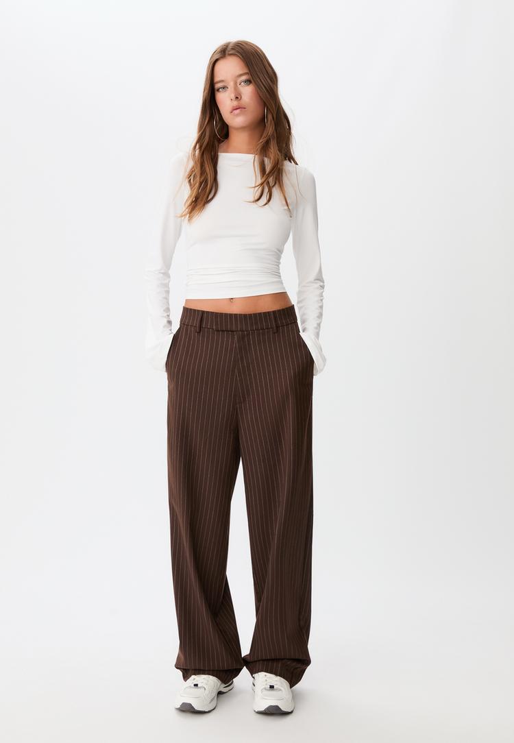 pantaloni eleganti baggy a righe