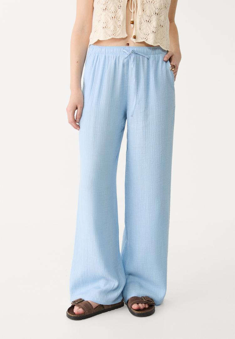 pantalon fluido largo textura