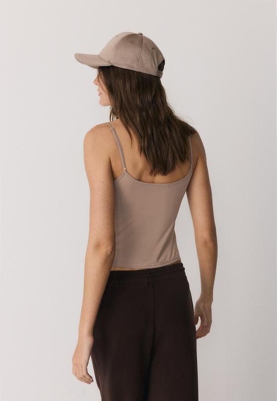 Stradivarius Basic Tank Top Beige Xl