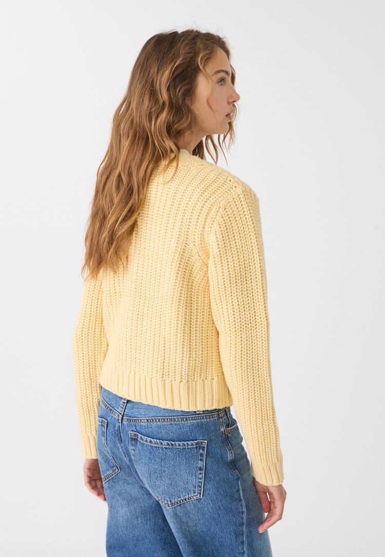 chaqueta de punto botones dorados