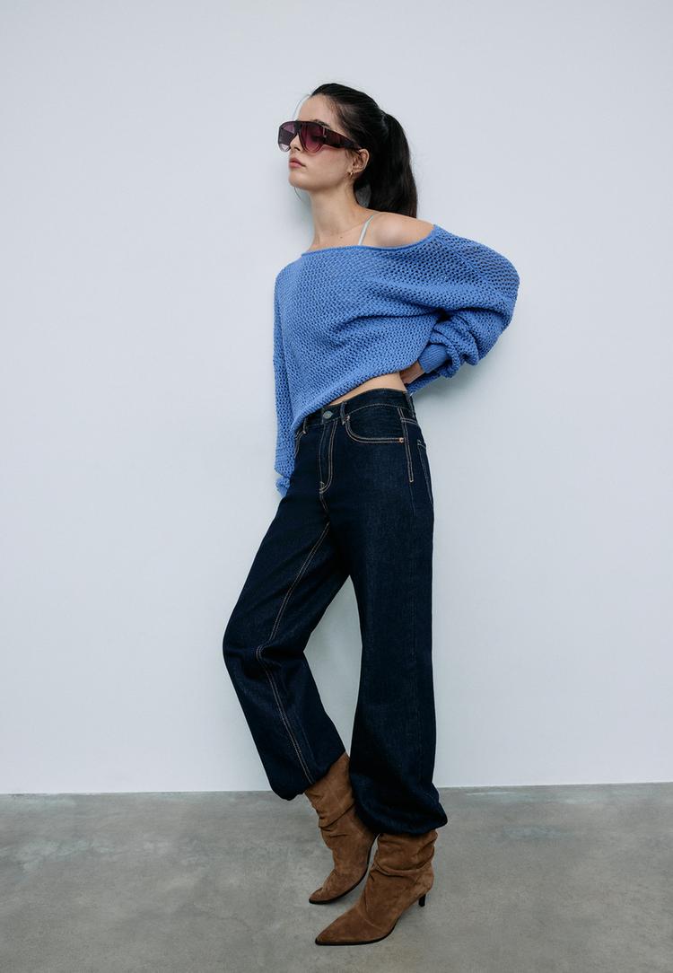 maglia in rete collo a barchetta