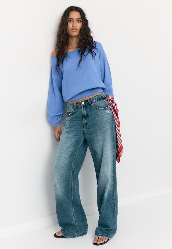 Асиметричен Трикотажен Пуловер