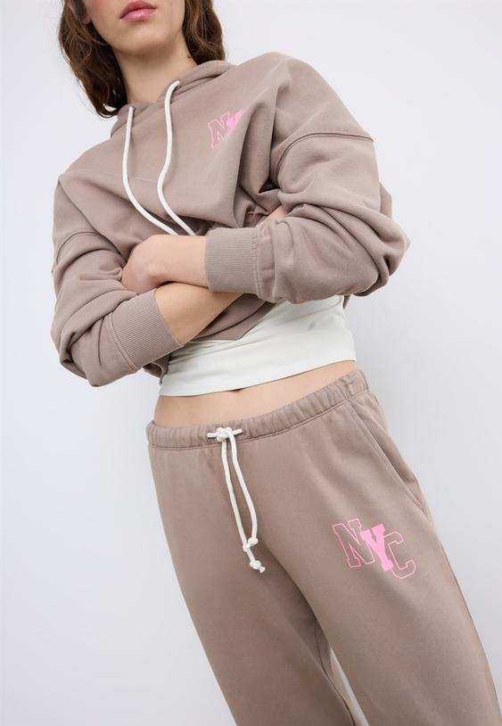 Stradivarius Positional Washed Effect Jogger Trousers Beige M