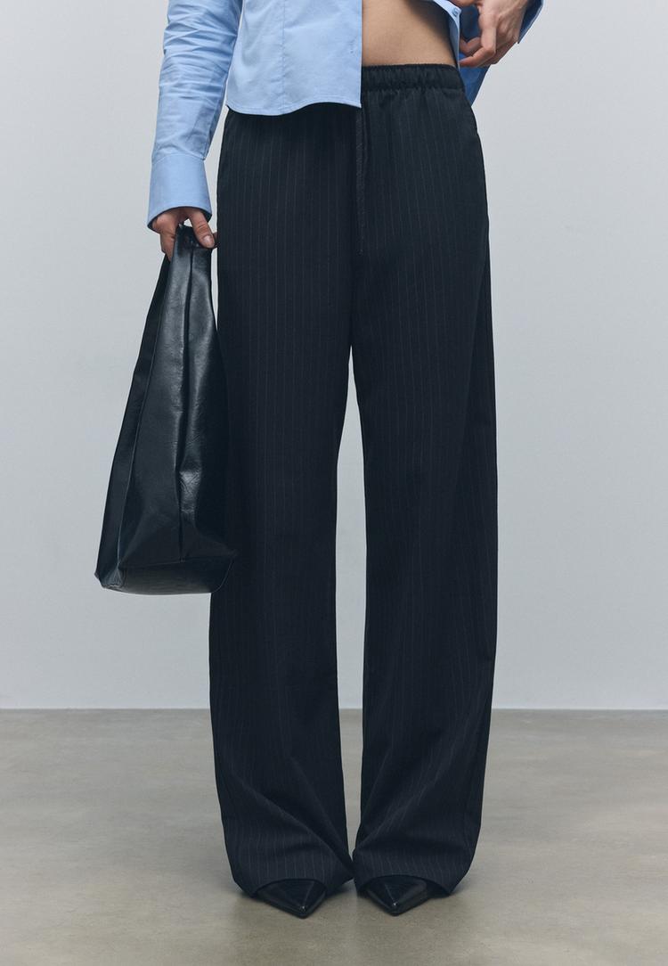 pantalon long fluide rayures