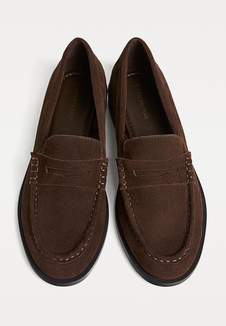 leather moccasin with thin sole