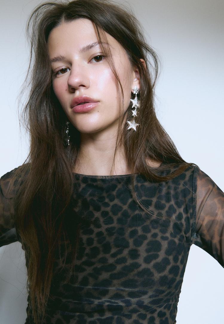 vestido corto tul leopardo