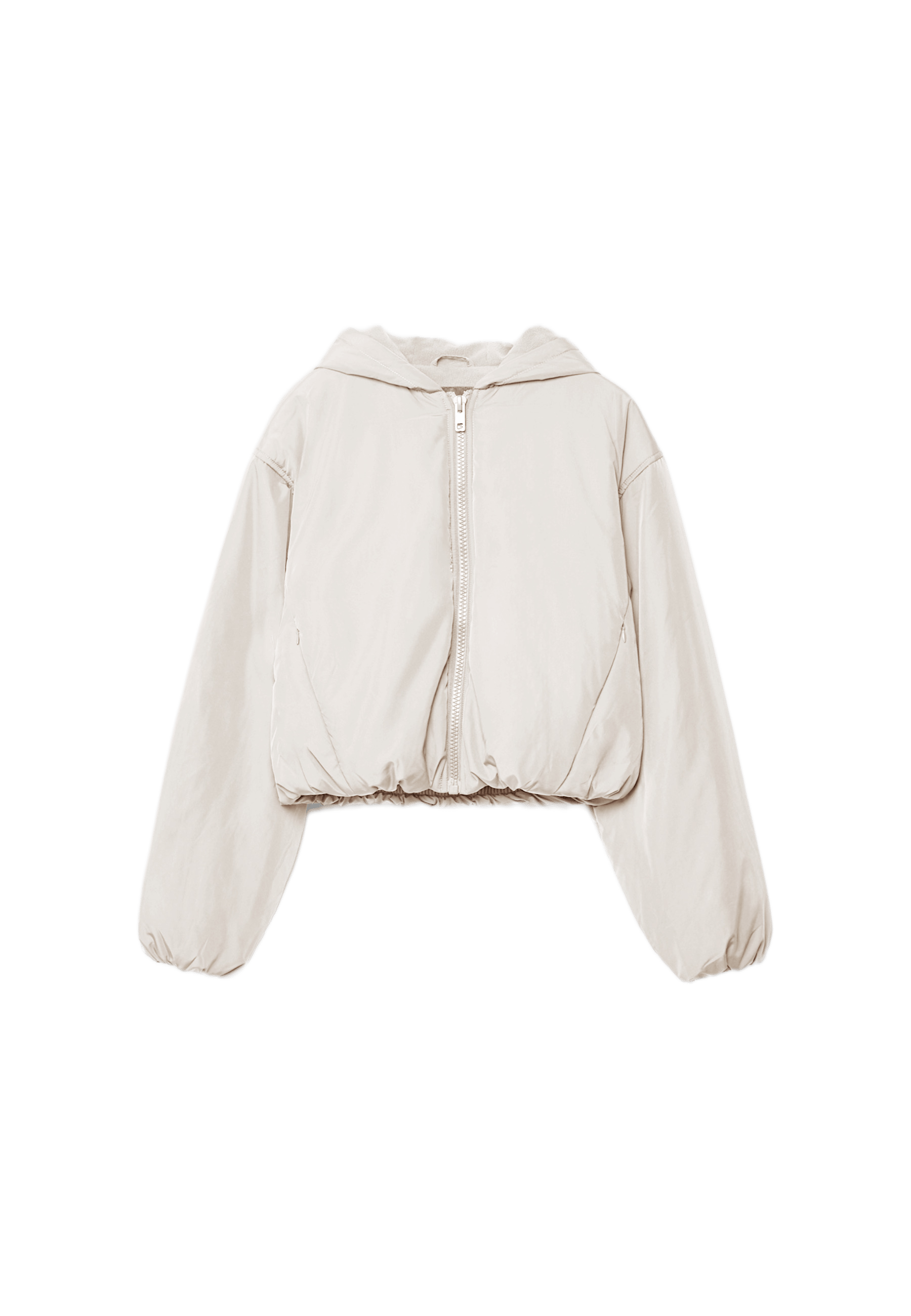 Puffer jacket with puff sleeves — Ecru
