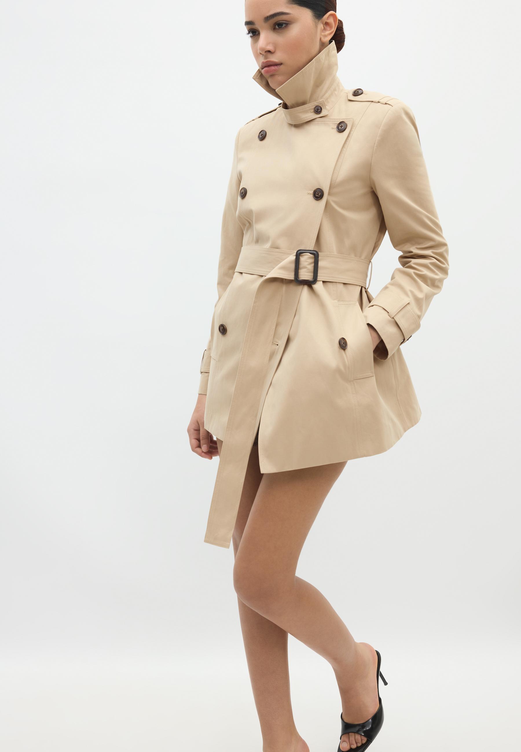 Short basic trench coat — Stone