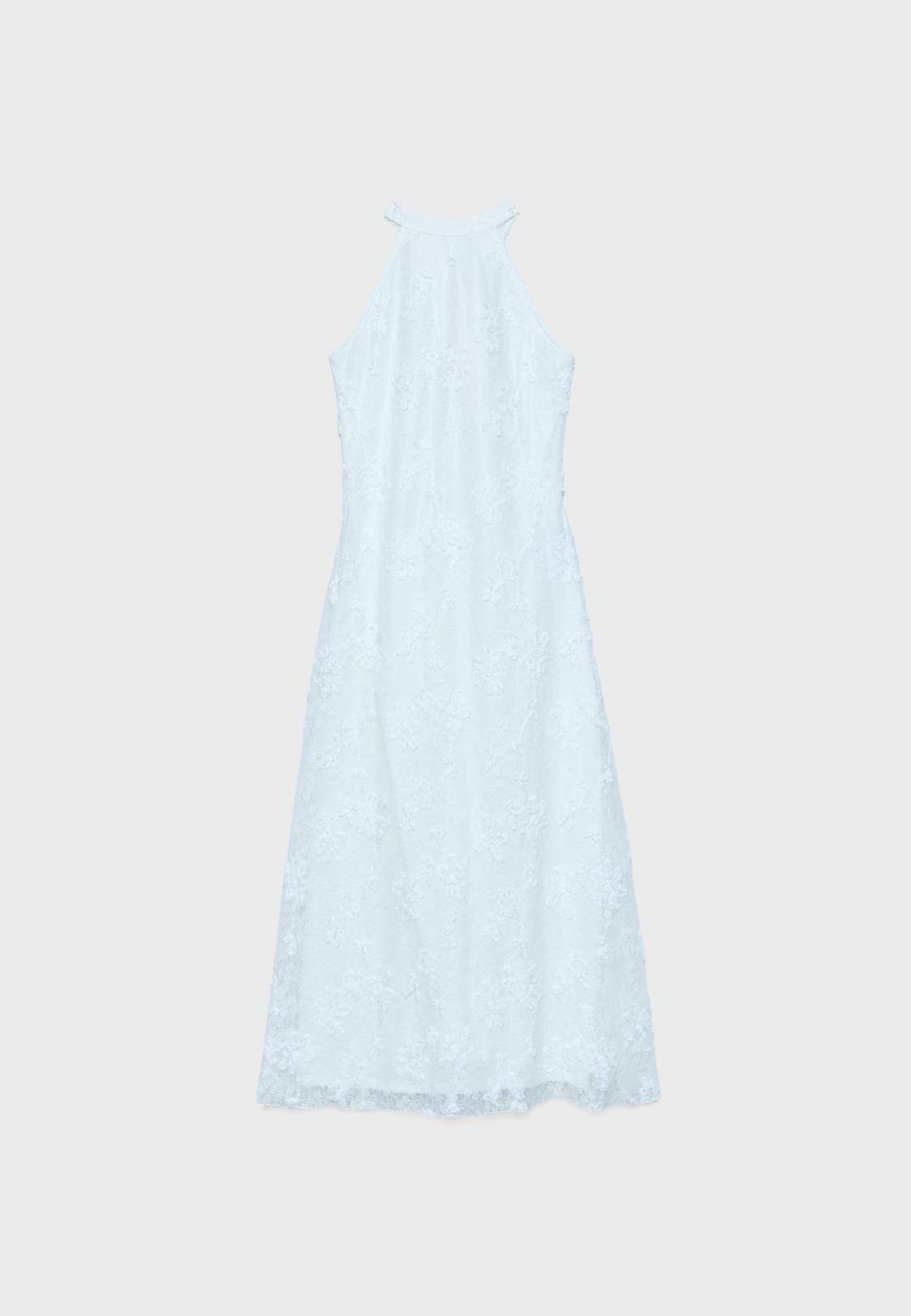 Lace halter midi dress - Women's fashion | Stradivarius Iraq