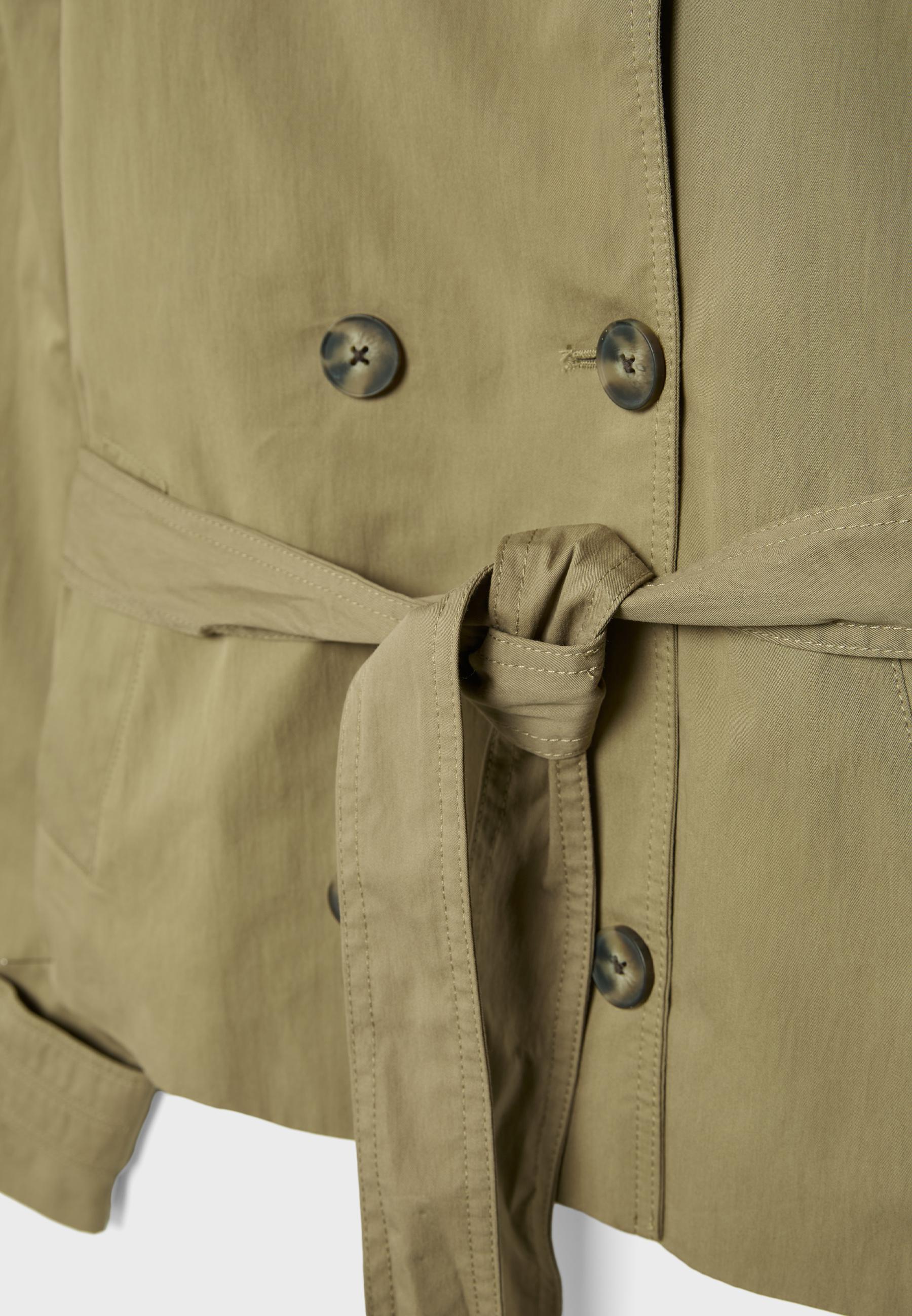 High-neck trench coat with belt — Olive green