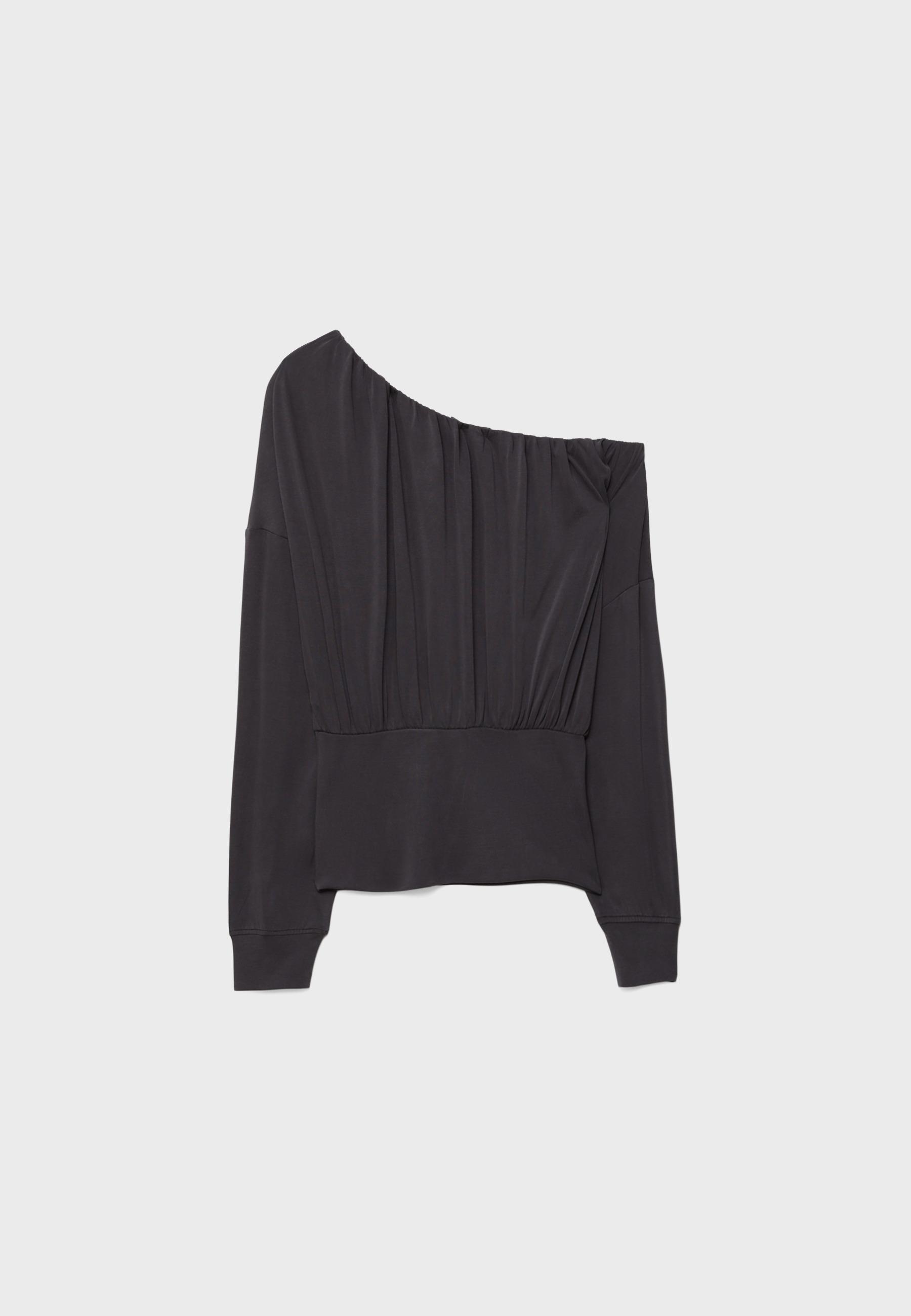 Soft-touch asymmetric T-shirt — Dark grey