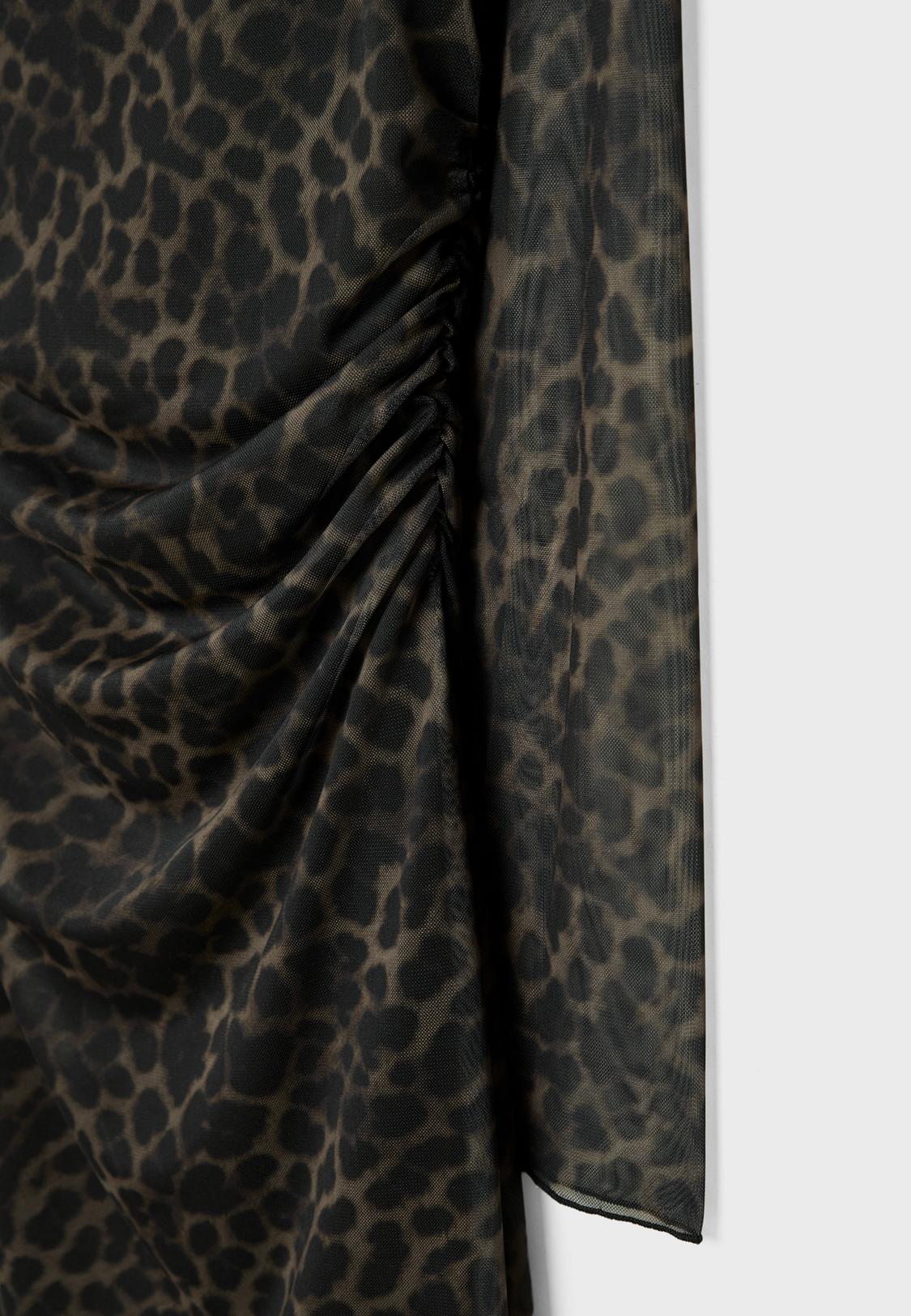 Vestido corto tul leopardo Stradivarius España