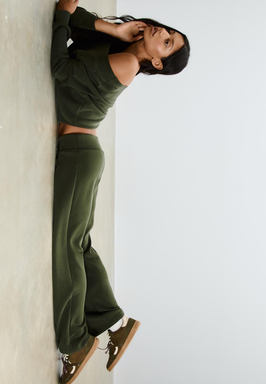 Soft-touch straight-leg joggers with seam detail