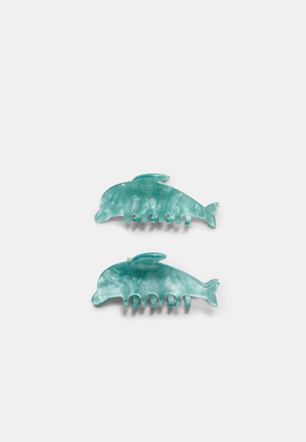 Set of 2 mini dolphin hair clips