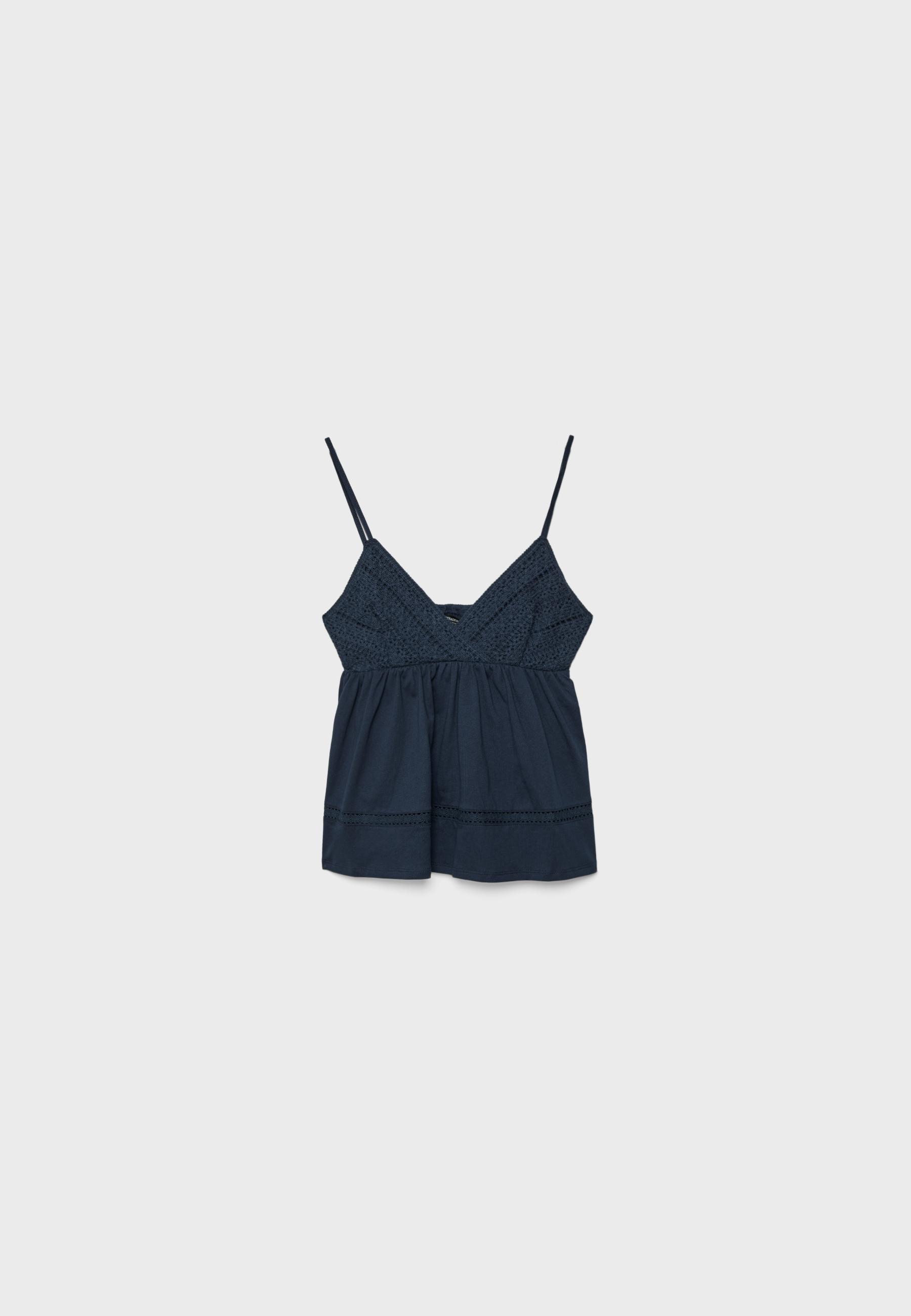 Crochet strappy top — Dark blue