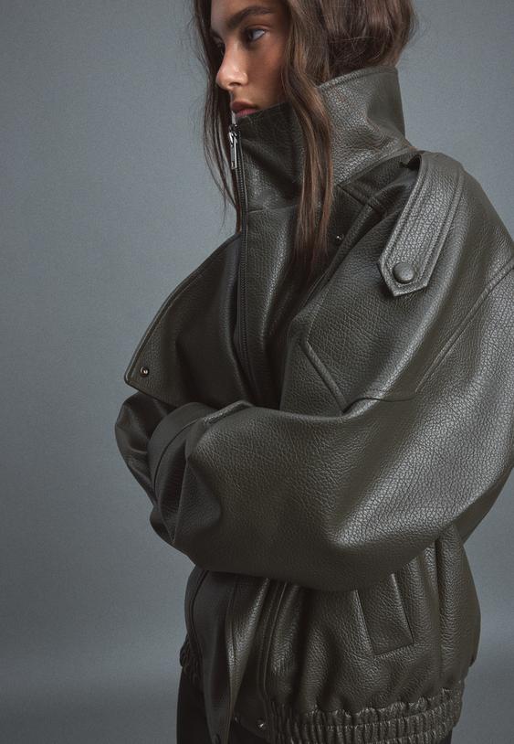 giacca biker oversize in finta pelle