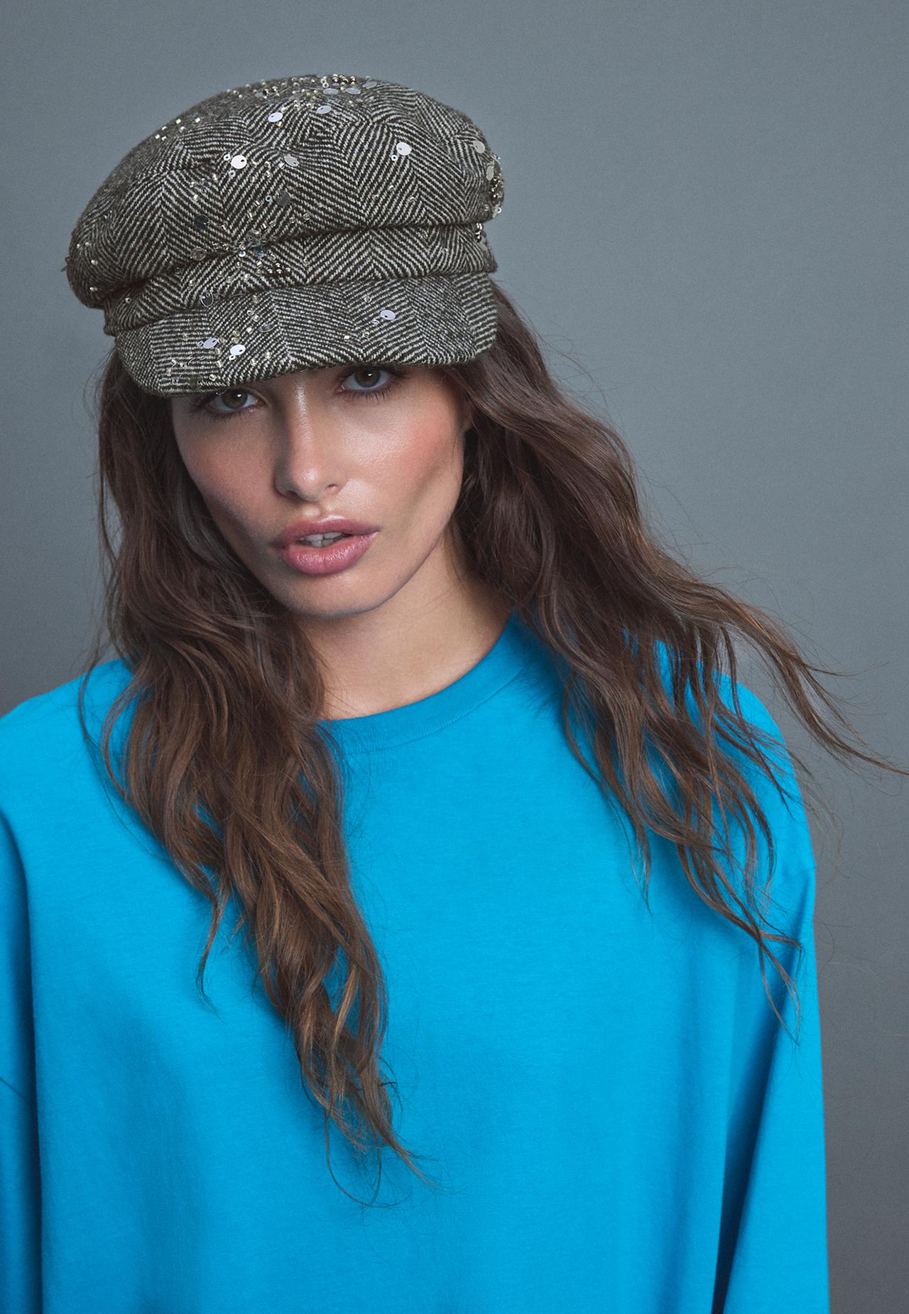 Rhinestones sailor cap — Grey melange