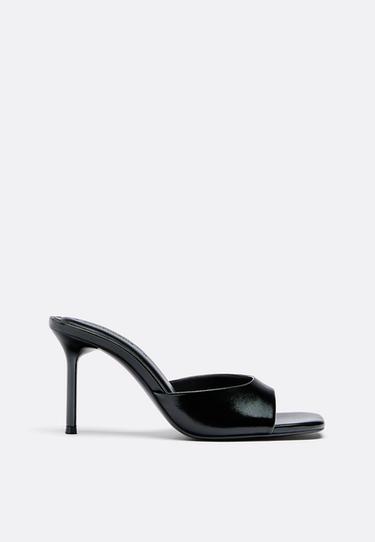 Heeled mule sandals — BLACK  1