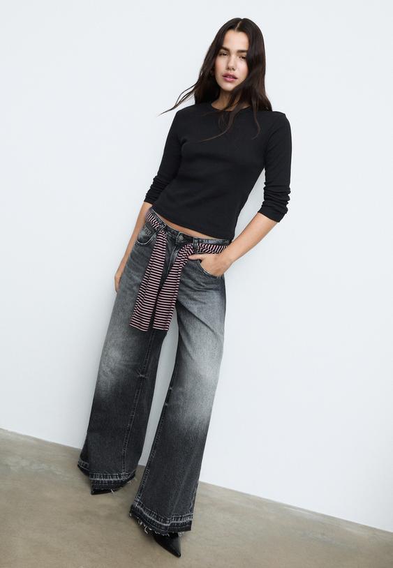 ribbed long sleeve t shirt