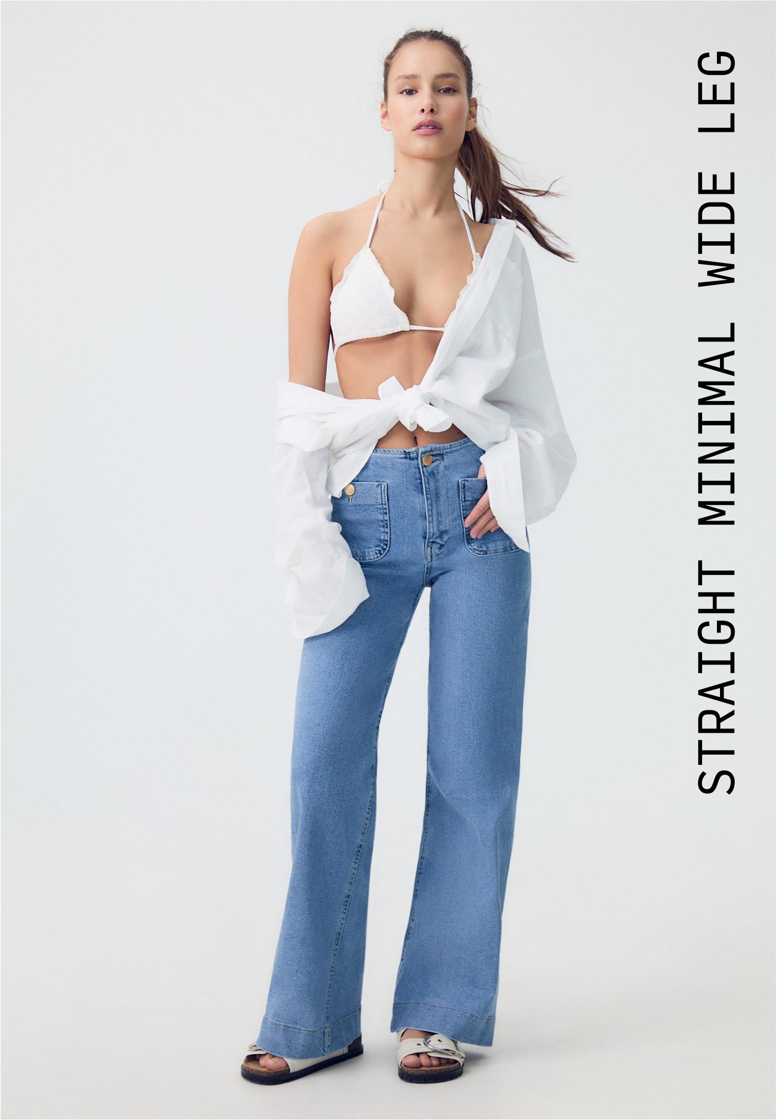 D77 Minimalist jeans with pockets — MEDIUM LIGHT BLUE DENIM