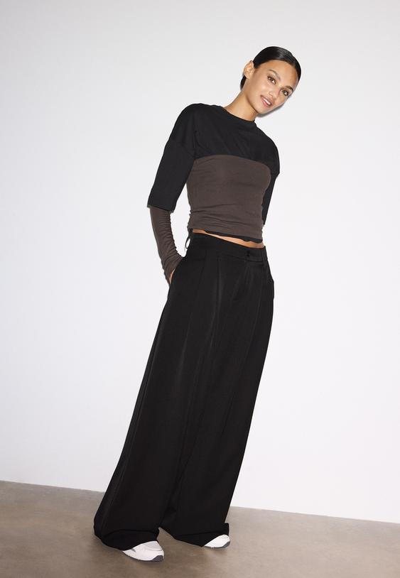 pantalon vestir wide leg pinzas