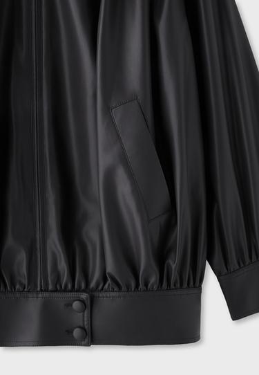 Gathered leather effect jacket — Black 9