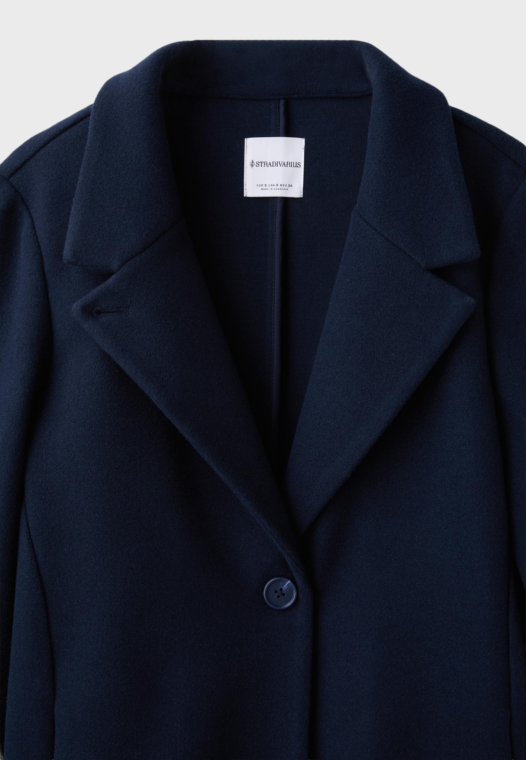 Straight soft-touch coat — Dark blue