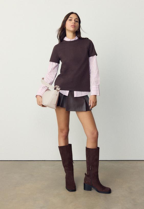 Stradivarius Soft-Touch Buckle Shoulder Bag Ecru Os