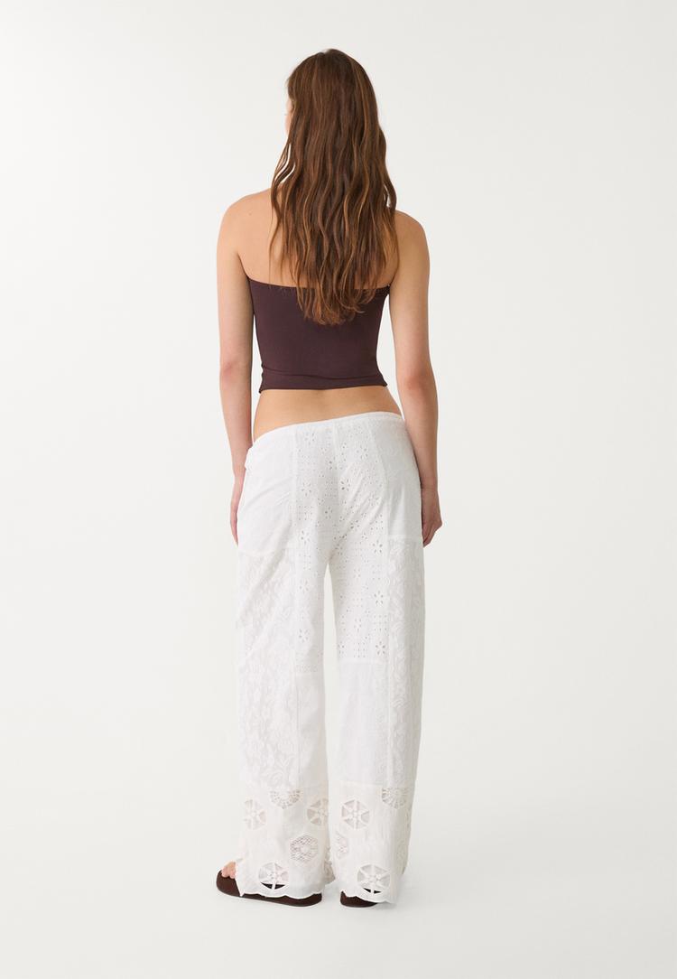 pantalon brode patchwork