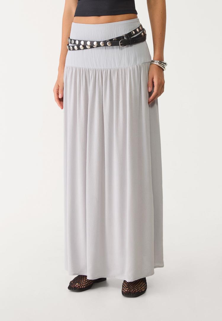 falda combinada fluida midi