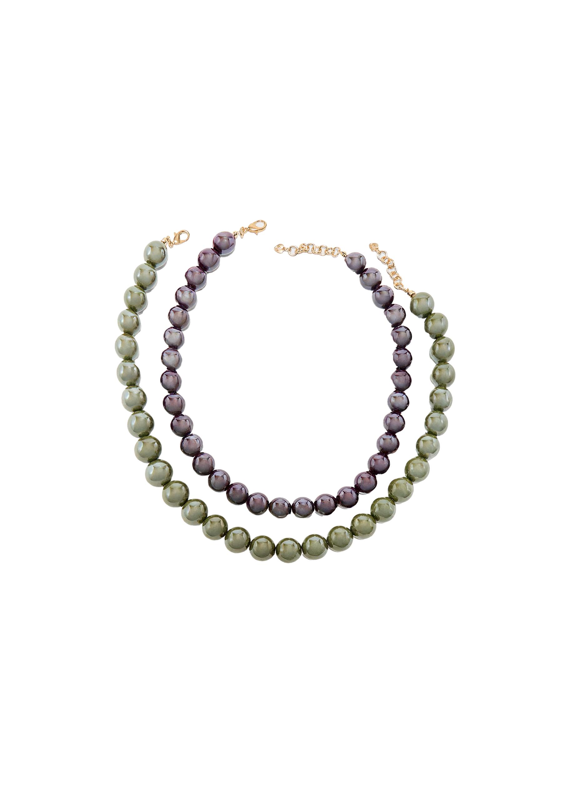 Set of 2 bead necklaces — Khaki