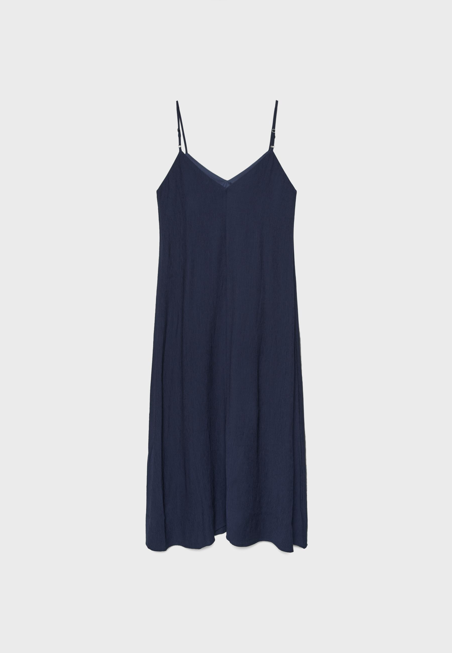 Textured strappy midi dress — Dark blue