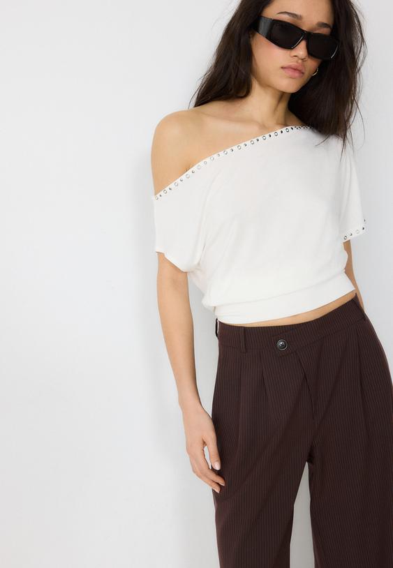 pantalon vestir casual cintura cruzada rayas