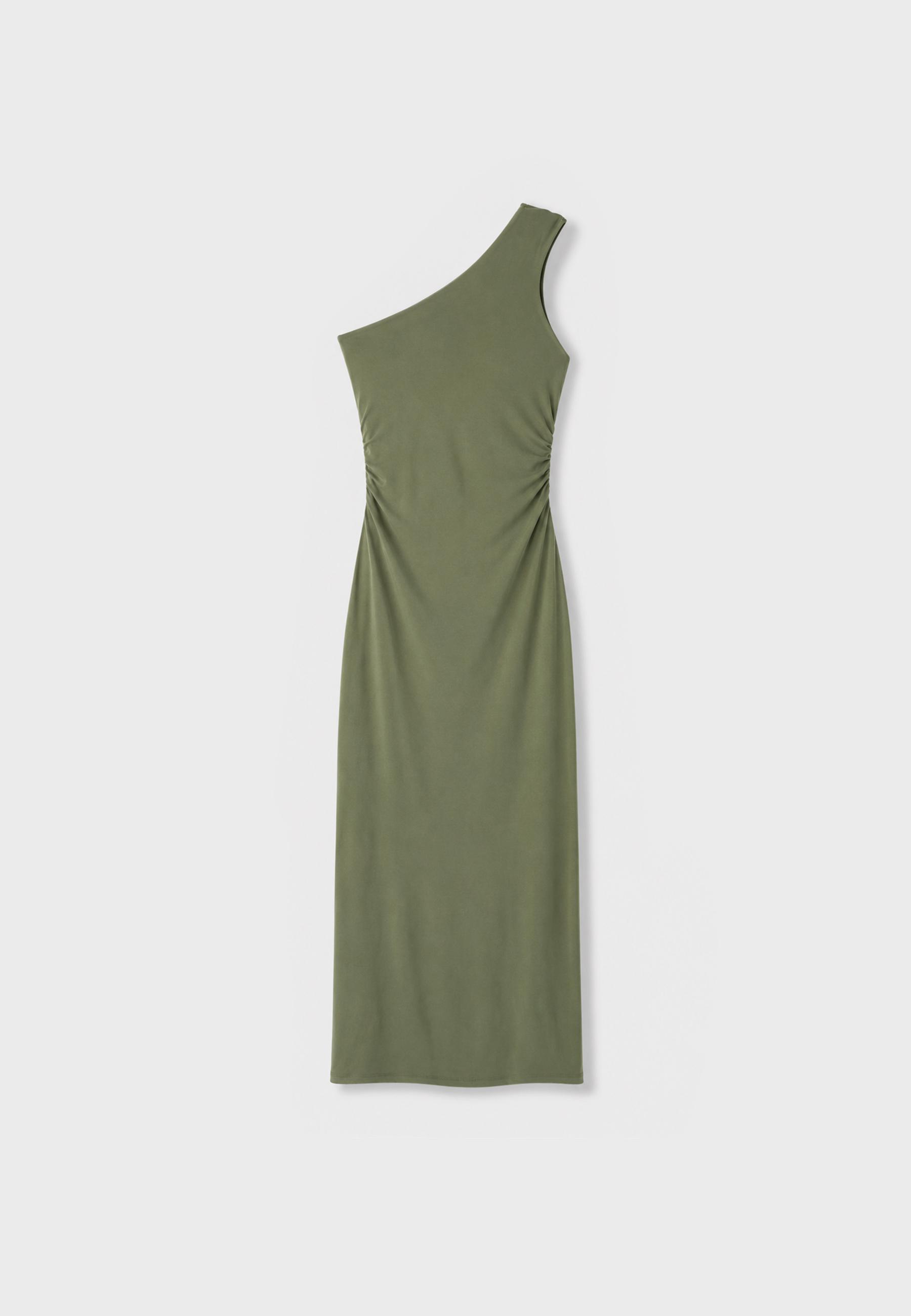 Metallic detail dress — Khaki