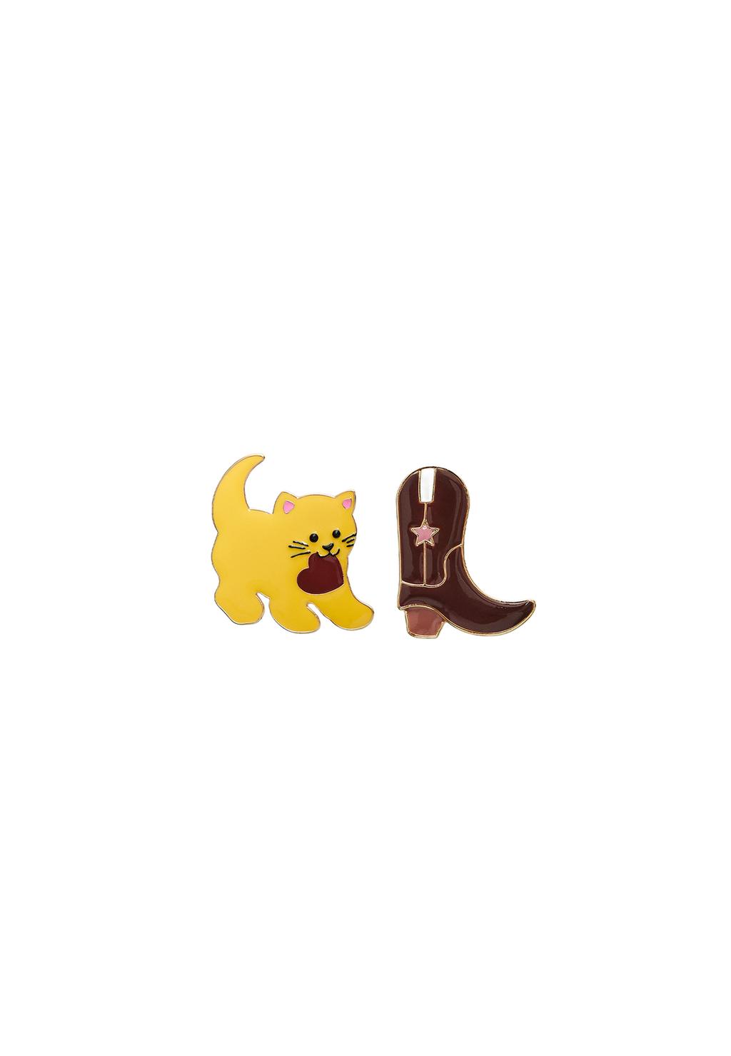 Set 2 pins cowboy y gatito