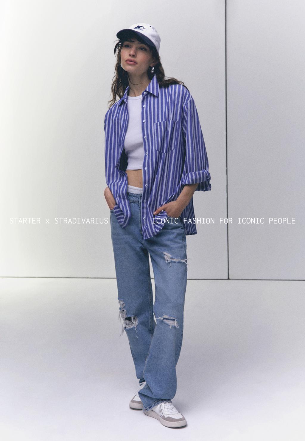 Ripped straight-leg jeans