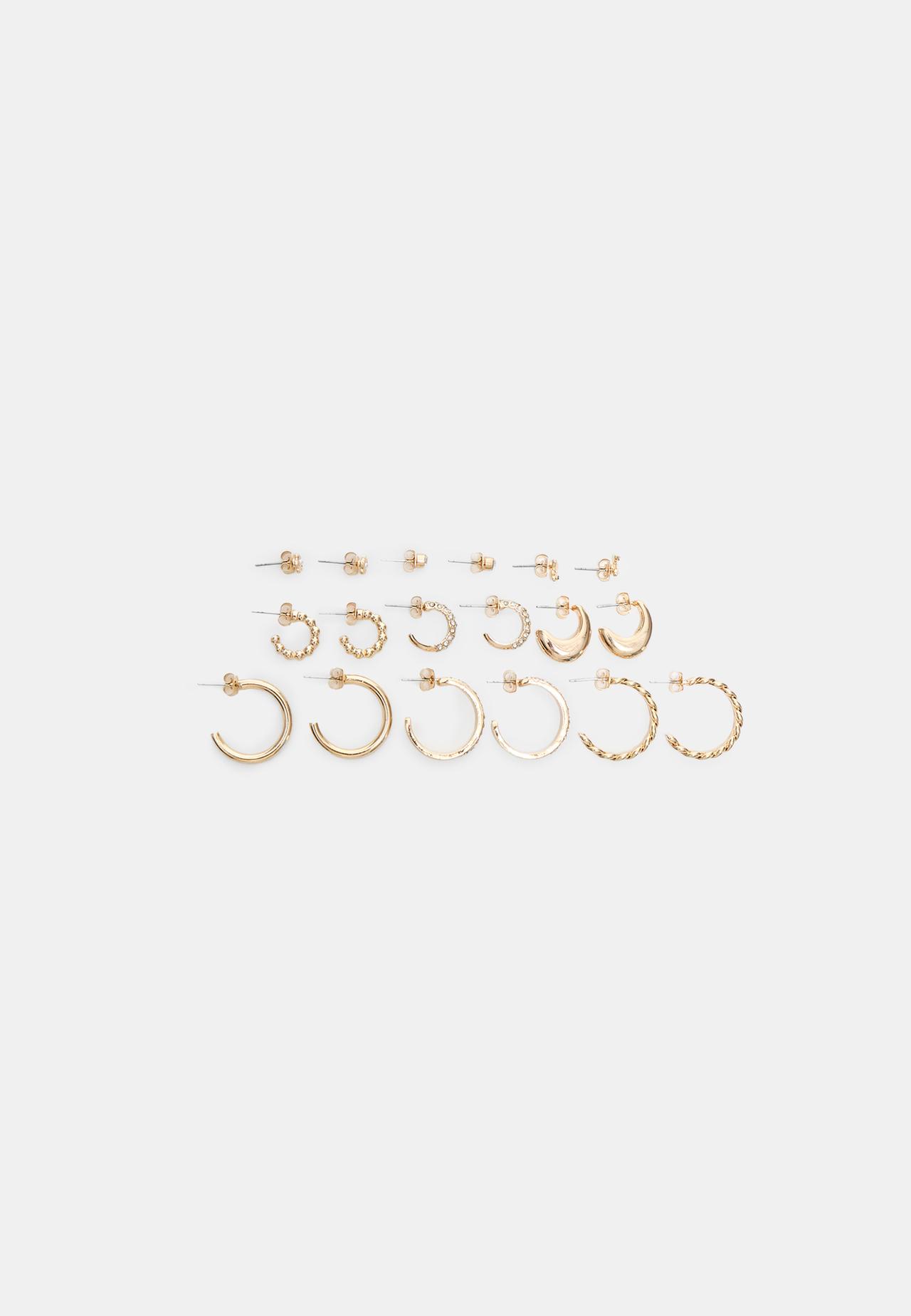 Set of 9 butterfly hoop earrings — Gold