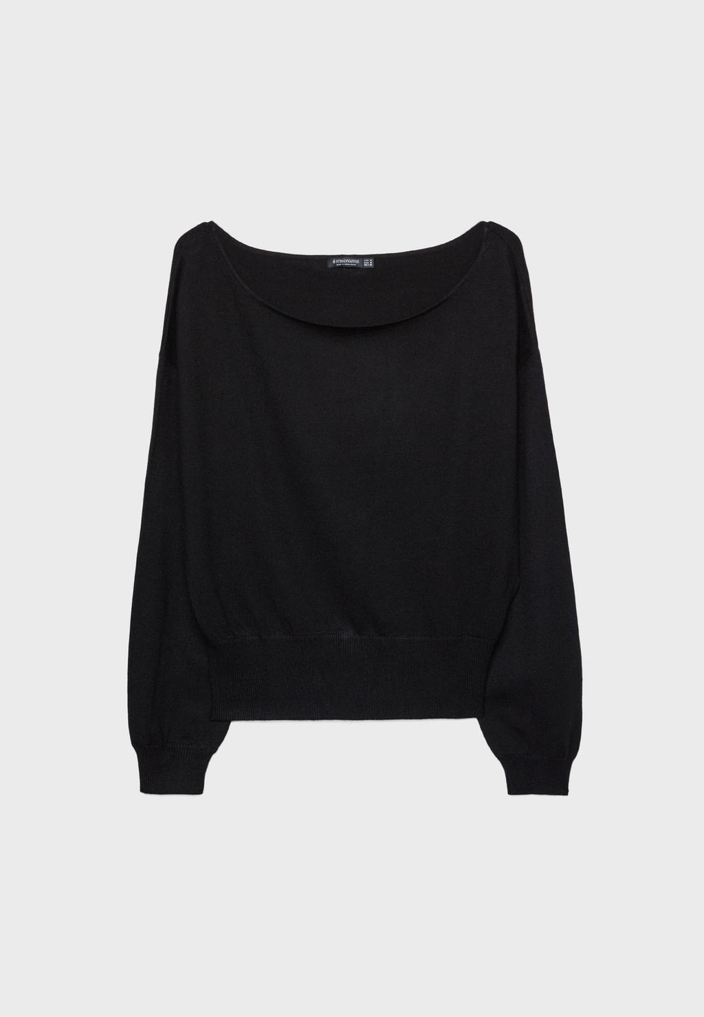 Boat neck knit sweater